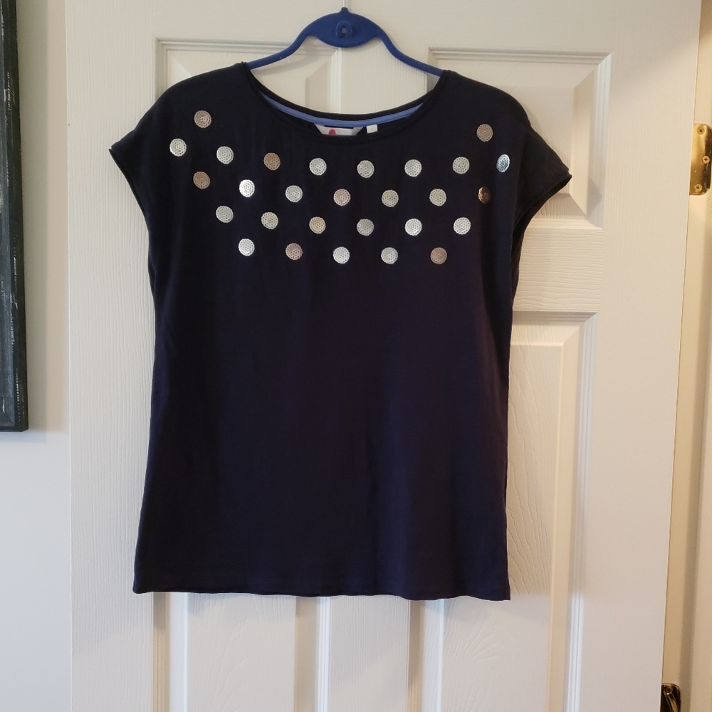 Boden navy tee with silvery circles 100$ cotton